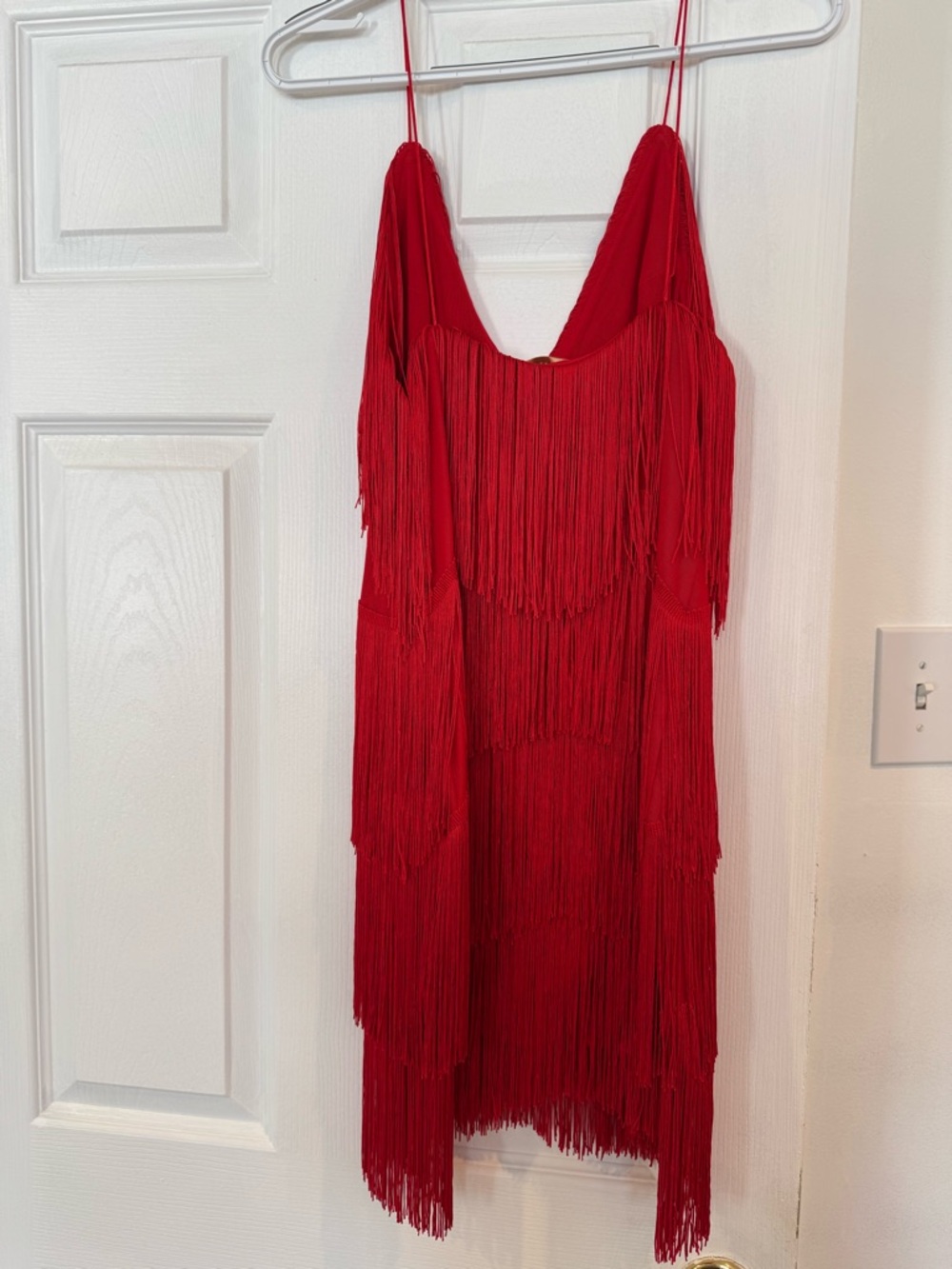 Meshki Red Fringe Spaghetti-Strap Mini Dress - Picture 6 of 6